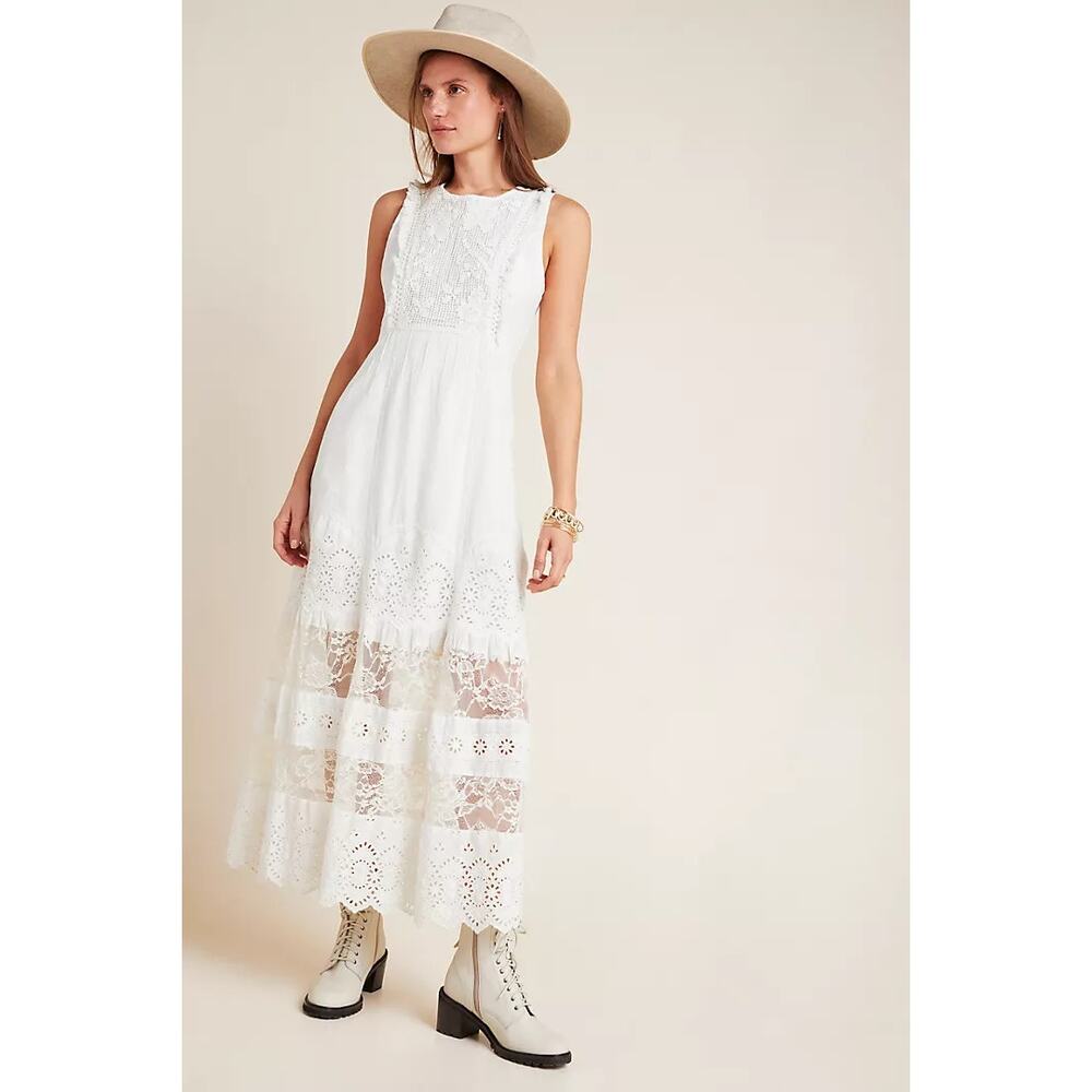 ANTHROPOLOGIE Liliana Lace Eyelet Maxi Dress | 2